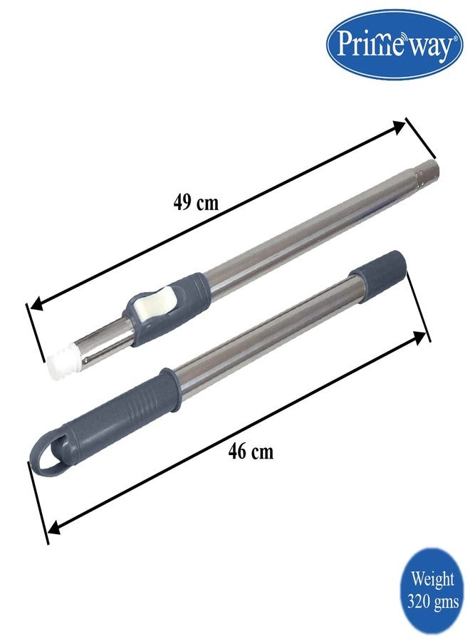 Primeway® Stainless Steel Telescopic Spin Mop Replacement Handle Stick Rod with Disc Plate | 124cm | Grey - Image 3